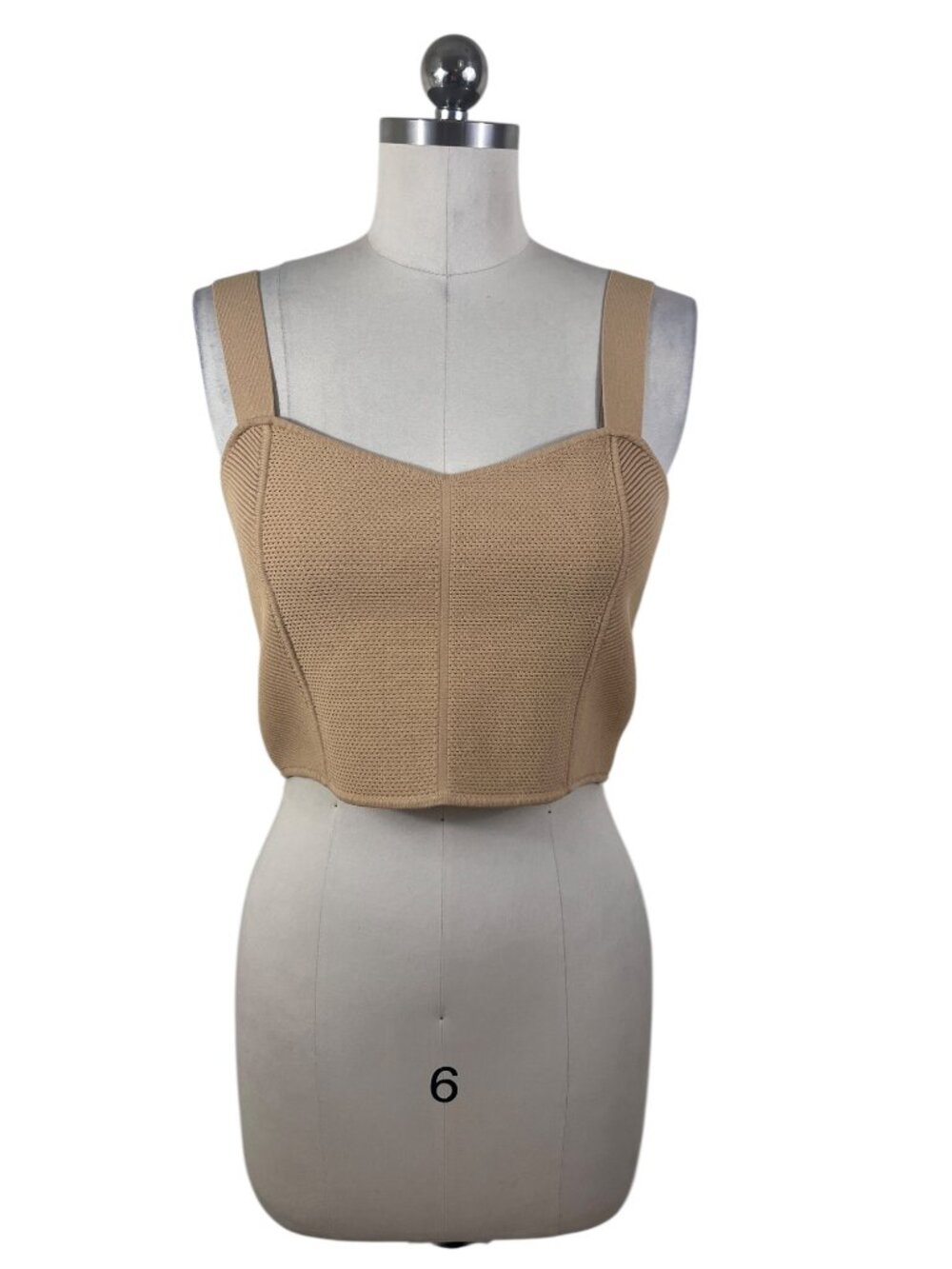 House of Harlow 1960 Minimalist Crop Knit Top Womens Large Brown Quiet Luxury
